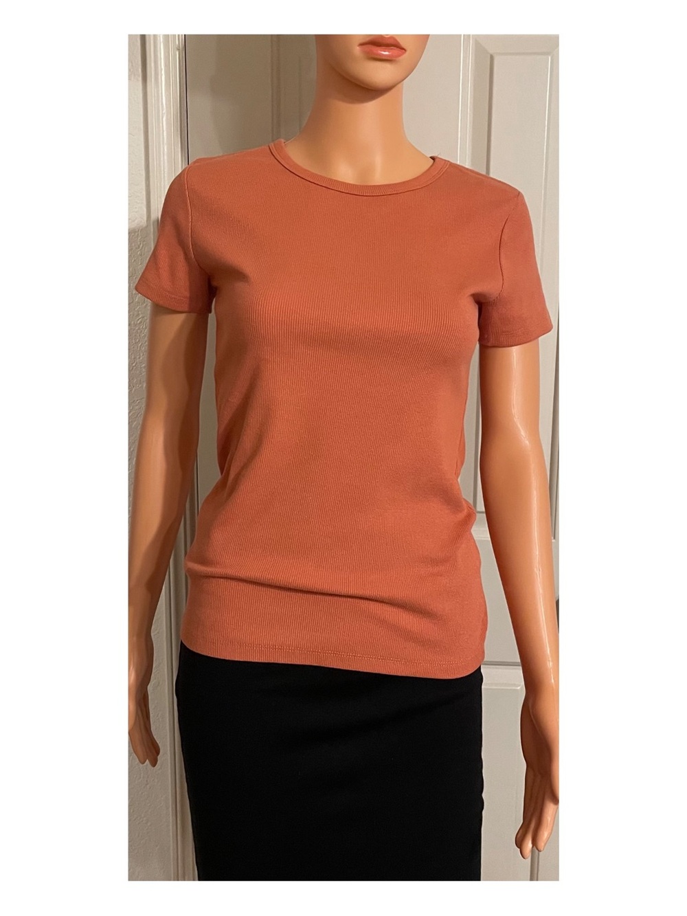H&M Women's Short Sleeve Crewneck Top - Rusty Orange